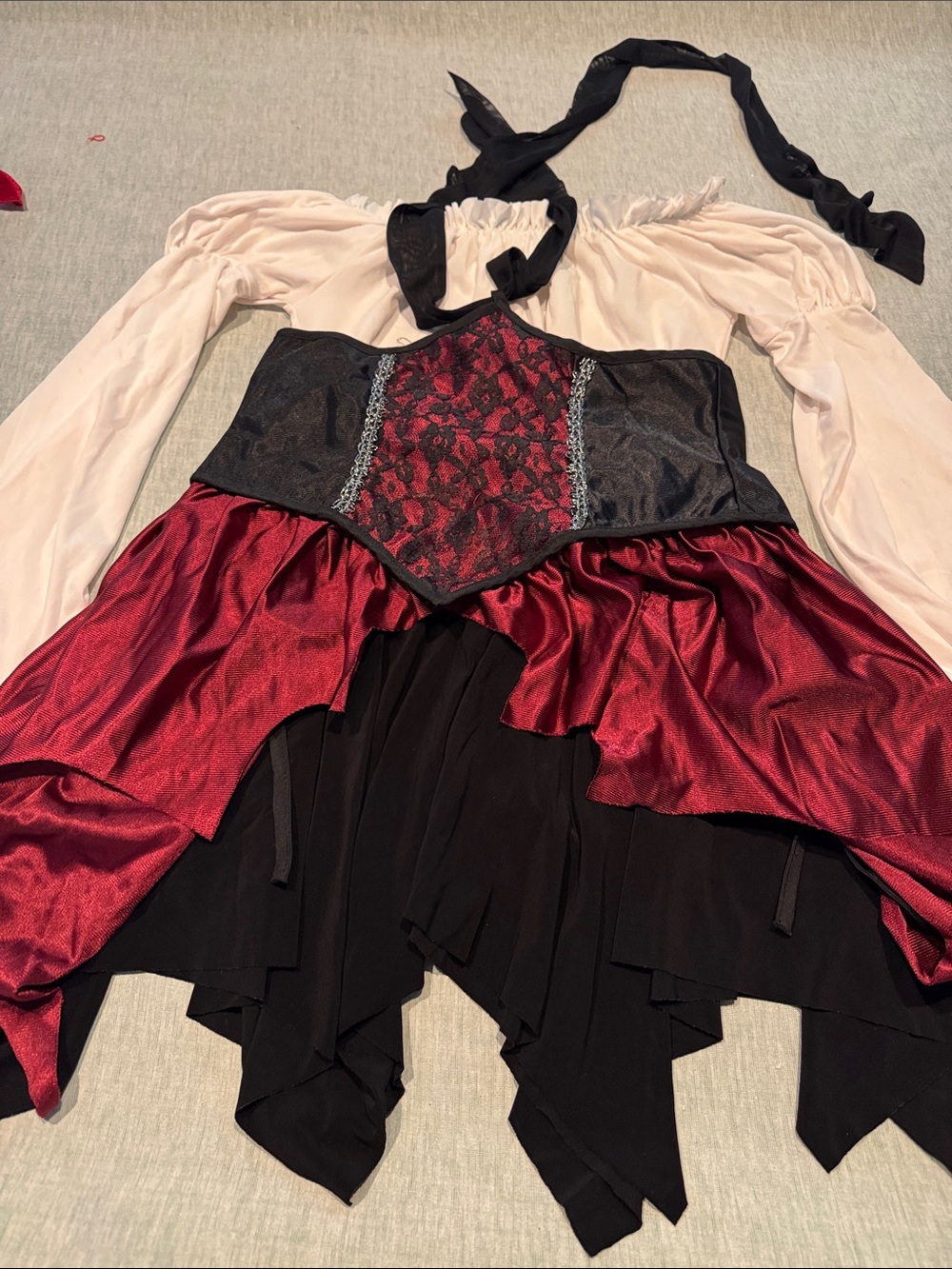 Pirate Costume Dress with Hat - Red, Black & White - Picture 4 of 10